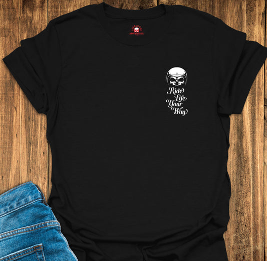 Black Biker T-Shirt with skull print on front