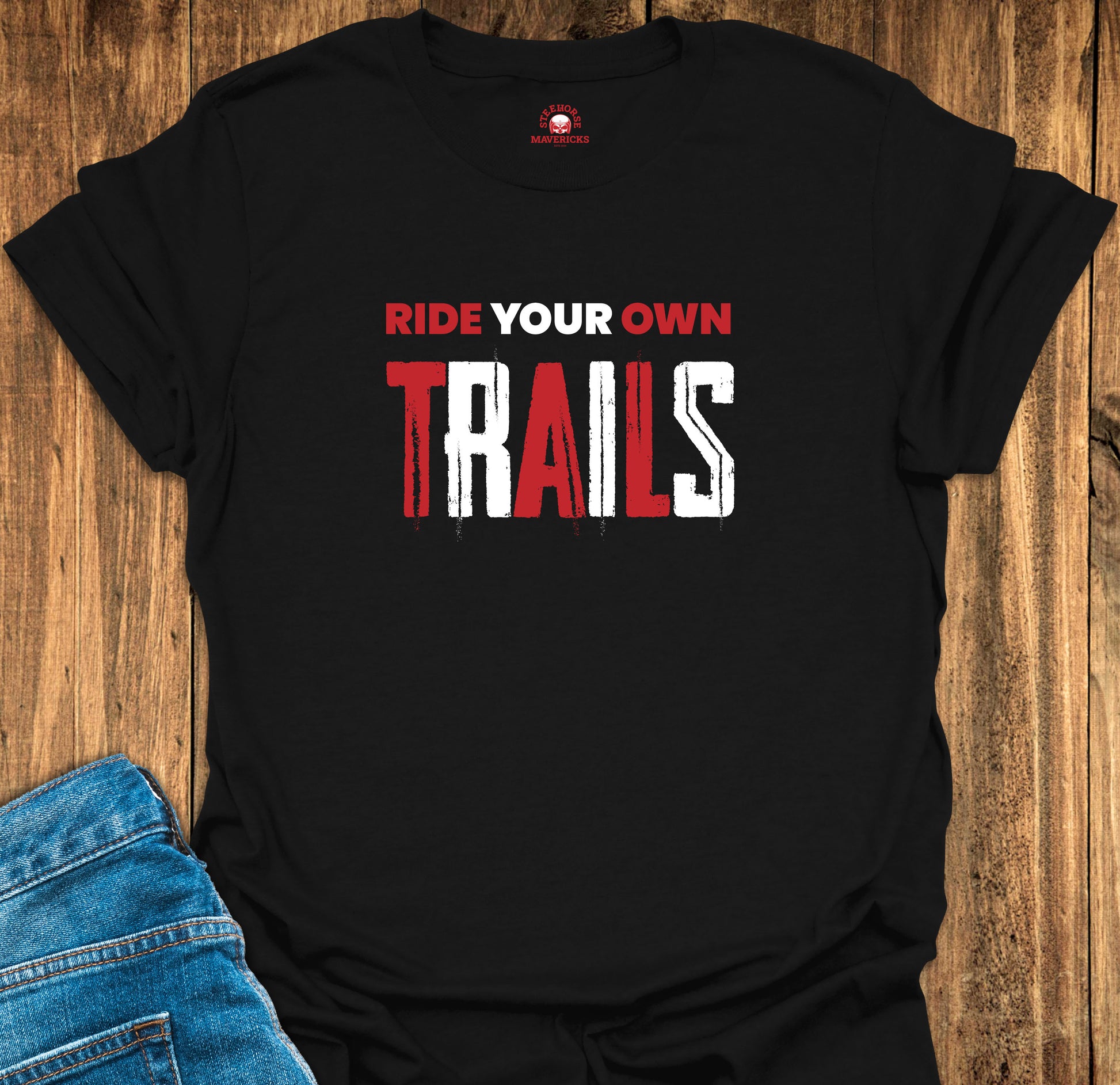 Ride your own trails Black T-shirt front view